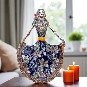 Catrina Handmade Talavera Day of the Dead  Colorful Ceramic Folk Art from Puebla, Mexico Día de los Muertos Skeleton Figurine Wedding Gift
