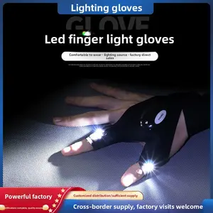 LED flashlight luminous fishing gloves emergency repair night fishing lighting gloves finger light gloves