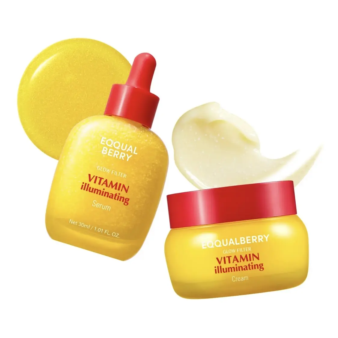 Radiance Serum & Cream Set with Vitamin C& Hyaluronic Acid for Skin Repair & DarkSpots, Hydrating Moisturizer Duo for All SkinTypes, Nourishing, Dark Spot Remover,Moisture, Unscented