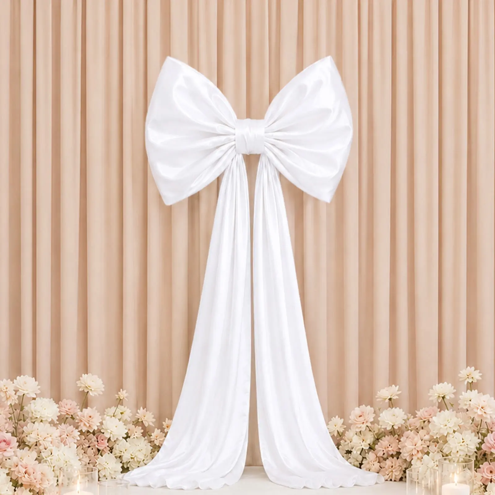 7ft Giant White Satin Bow Tie Décor for Weddings, Baby Showers & Events, Backdrop Bow, Birthday