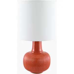Red Coastal Table Lamp with linen details for bedside or console tables