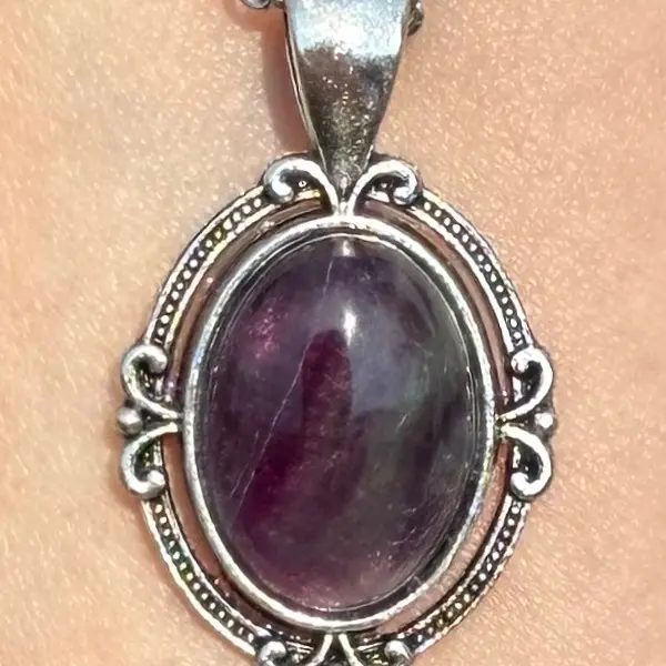 Rainbow Fluorite Crystal Necklace natural gemstone #handcrafted