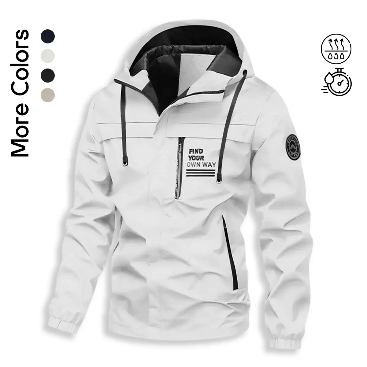 Men's Casual Hooded Windbreaker Jacket - Outdoor Lightweight Coat Men's Casual Hooded Windbreaker Jacket - Outdoor Lightweight Coat