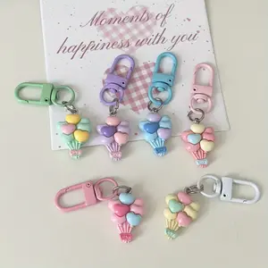6pcs Cute Cartoon Multicolor Balloon Keychain, Fun Heart Accessories, Couple Best Friend Baby Hanging Decorations, Party Favors