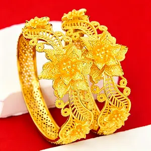 Luxury Gold Floral Bangle | Perfect Bridal Jewelry for US Women