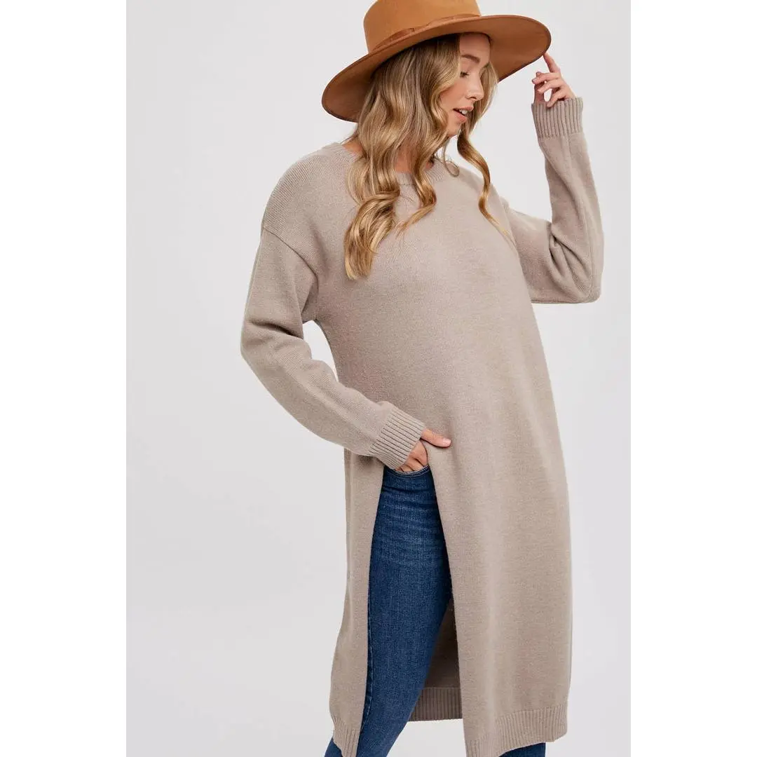 HIGH SLIT LONGLINE PULLOVER Womenswear