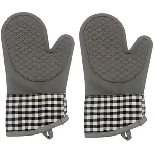 2pcs Silicone Kitchen Gloves with Non-slip Design, Hand Wash Only
