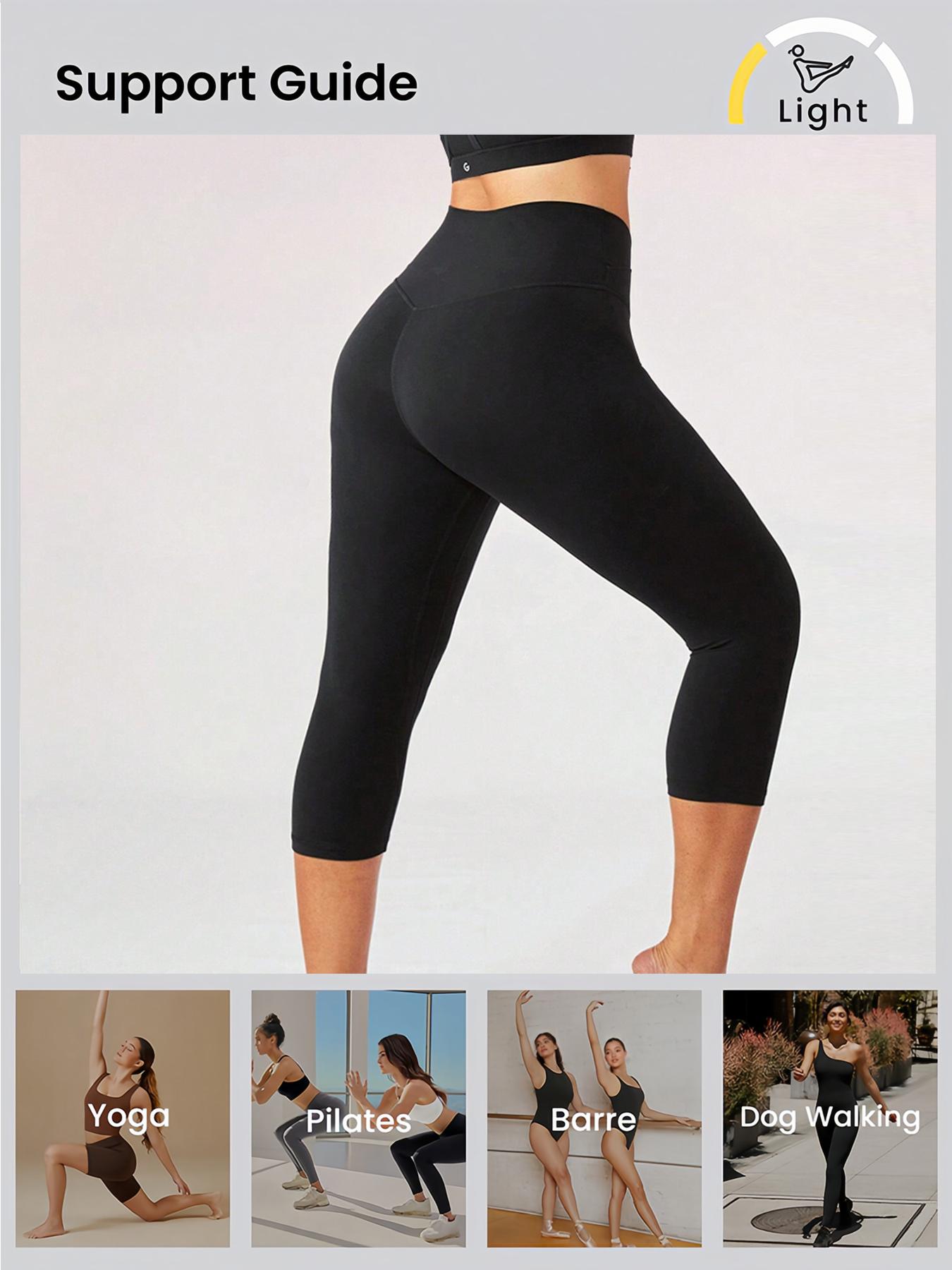 4-Pack yoga pants Sports Leggings For Women, High-Waisted Cropped Yoga Pants With Pockets, Women's Super Soft High-Elastic Capri Leggings - Full Coverage No See-Through Workout Pants, Solid Color Athletic Yoga Running Capris