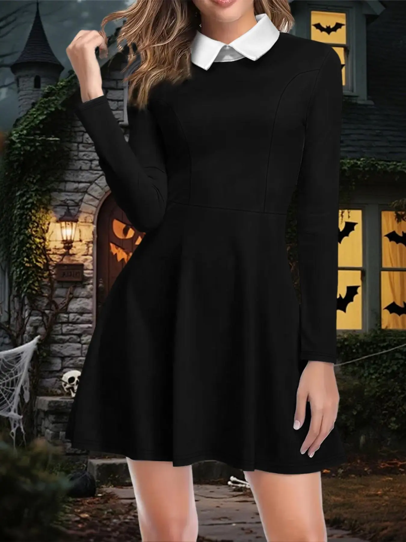 Women's Halloween Cosplay Wednesday Addams Costume, Dark Gothic A-Line Dress, Perfect Halloween Gift, Casual Tight Fit Skirt, Slim - TikTok Shop Women's Halloween Cosplay Wednesday Addams Costume, Dark Gothic A-Line Dress, Perfect Halloween Gift, Casual Tight Fit Skirt, Slim - TikTok Shop