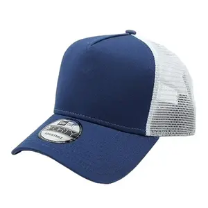Blue White Mesh Trucker Cap Plain Snapback Adjustable Outdoor Hat