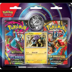 NEW Pokemon Mega Evolution & Phantasmal Flames 2-Pack Blister Sealed - Raikou promo