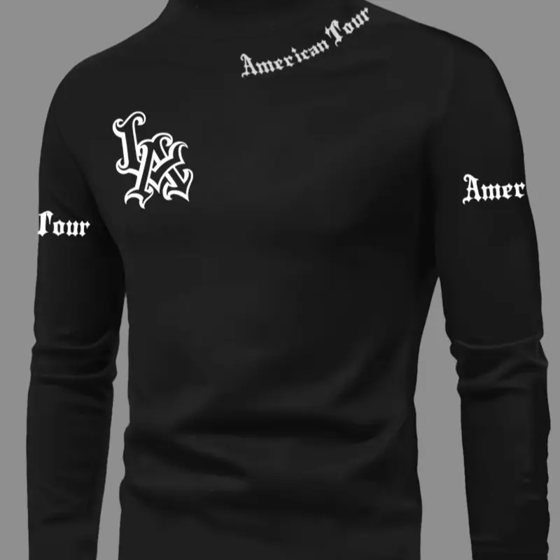 Men's High Neck Design Long Sleeve Slim Fit Warm Top, Knitted Shirt, Casual Winter Wear, Moderate Fabric Thickness, Perfect for Cold Weather, Knit Shirts