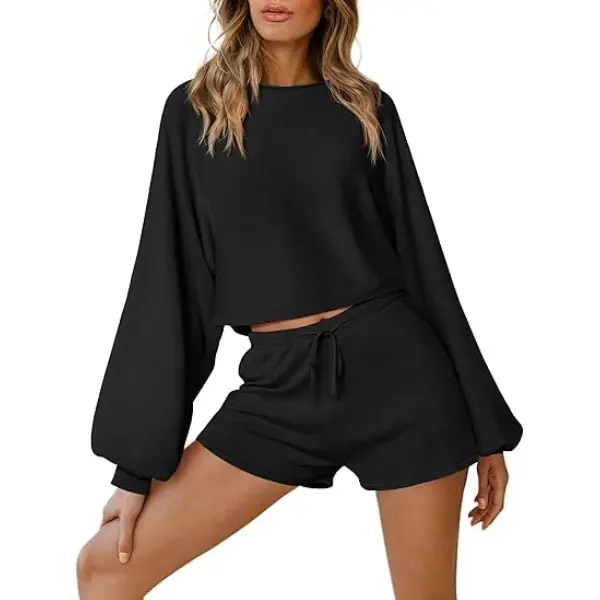 EKOUAER Knit Pajamas Set for Women Lounge Wear Sets Long Sleeve Sweatsuit Matching 2 Piece Outfits Casual Sweater Sets S-XXL