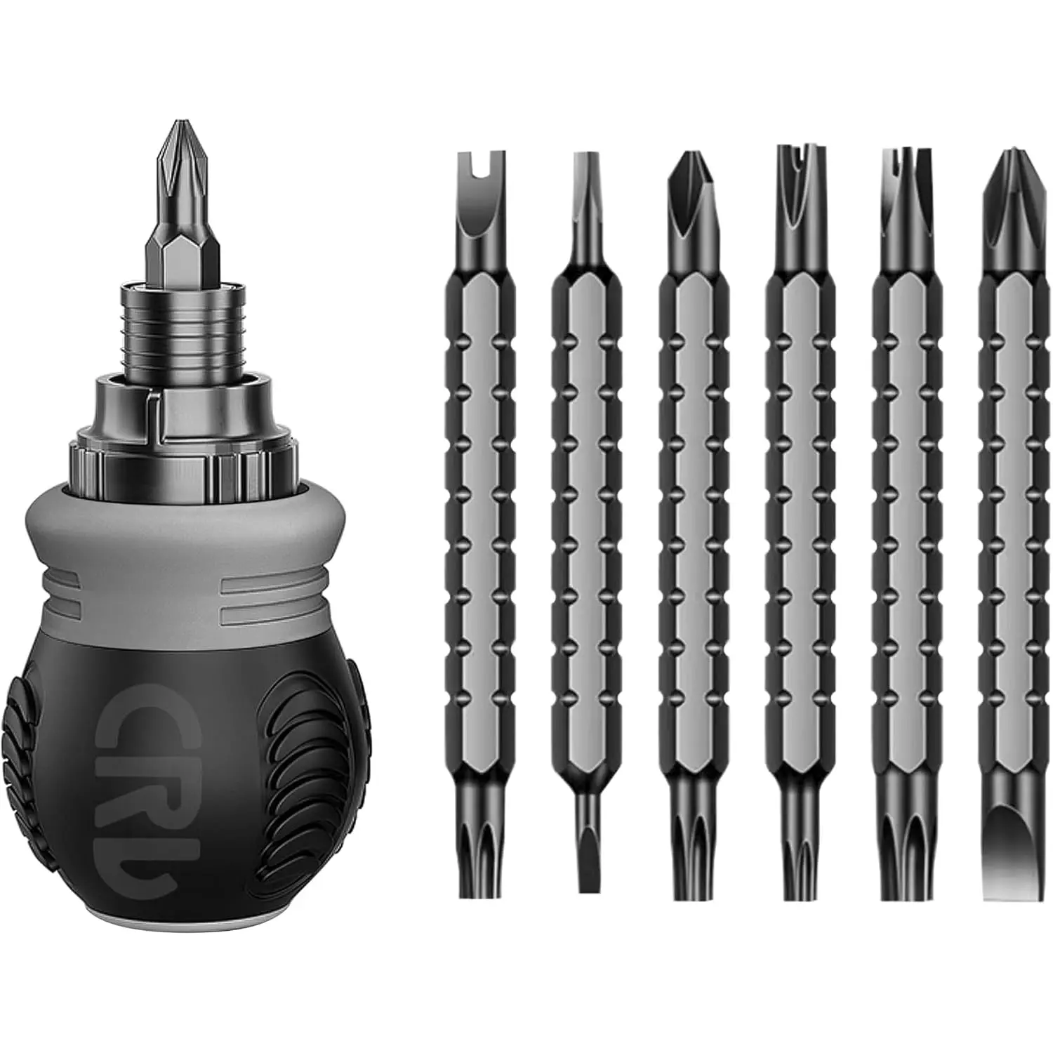 Short ratchet screwdriver CR-V hardened hard dual-purpose screwdriver head Telescopic dual-purpose screwdriver cross Slotted screwdriver head Screwdriver powerful magnetic multi-function gift