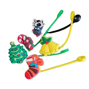 Christmas Straw Toppers Tumbler Accessories Libby Glass Straw Toppers Colorful Durable Decoration