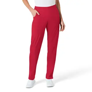 WonderWink 5155XREDT3X W123 Women's Flat Front Double Cargo Pant, Red, Extended-3X Size