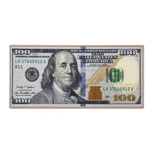 22"x53" 100 Dollar Bill Print Runner Rug, Non Slip Rubber Back Money Themed Floor Mat, Washable Low Pile Decor Rug for Bedroom Hallway Entryway