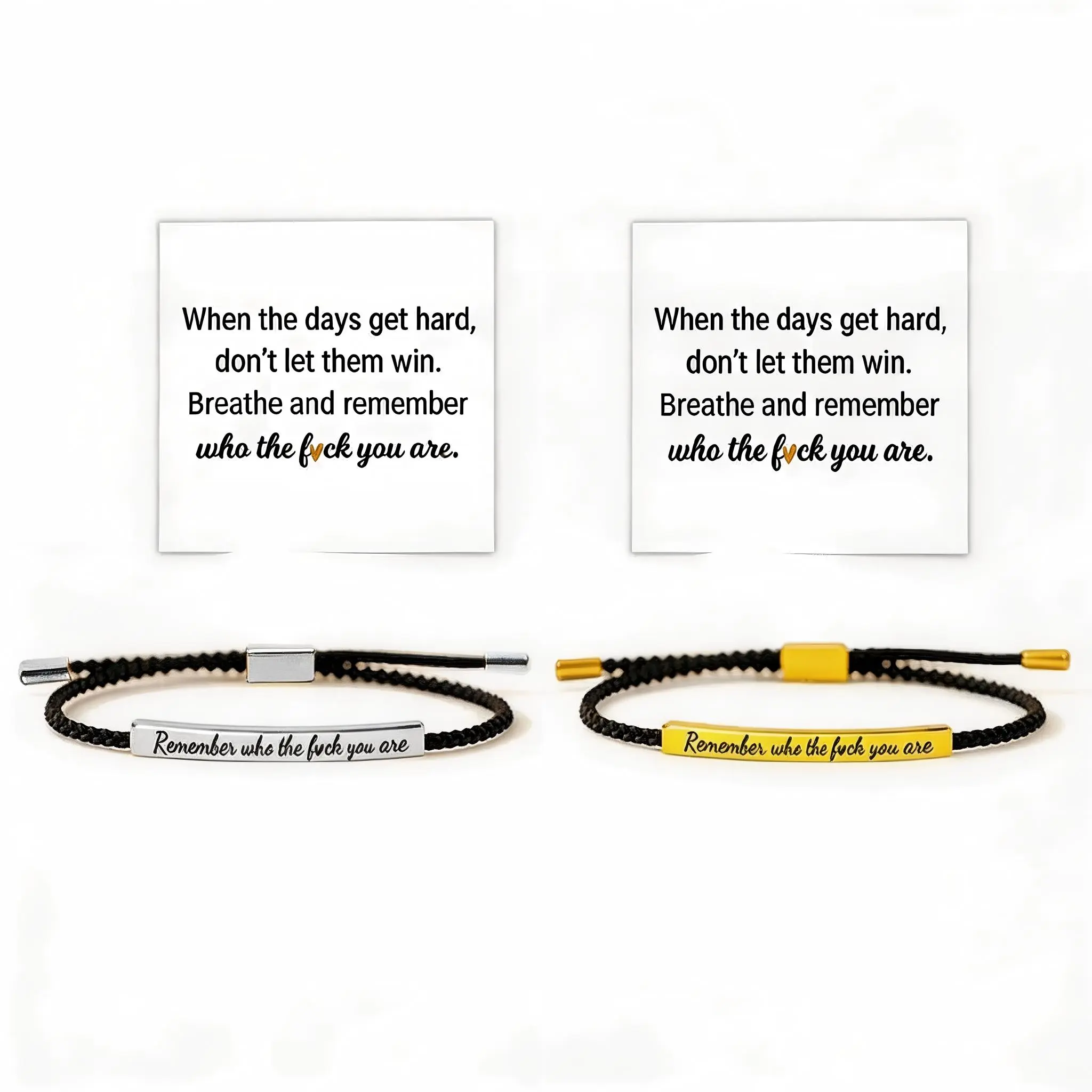 Remember Who The F You Are Bracelet Dont Let The Hard Days Win Bracelet Motivational Bracelet for Women Braided String Inspirational Gifts