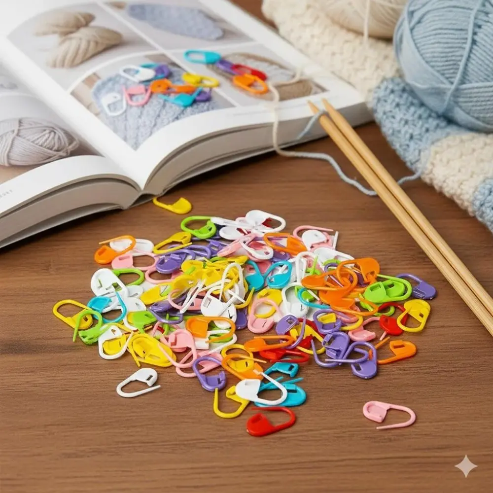 Reusable Slip-Proof Knitting Stitch Markers, Multi-Color Locking Clips for Crochet & Hand Knitting, Durable Anti-Slip Yarn Markers, Color-Coded DIY Weaving Accessories, Secure Stitch Holders and Positioning Pins, Diy Knitting Supplies