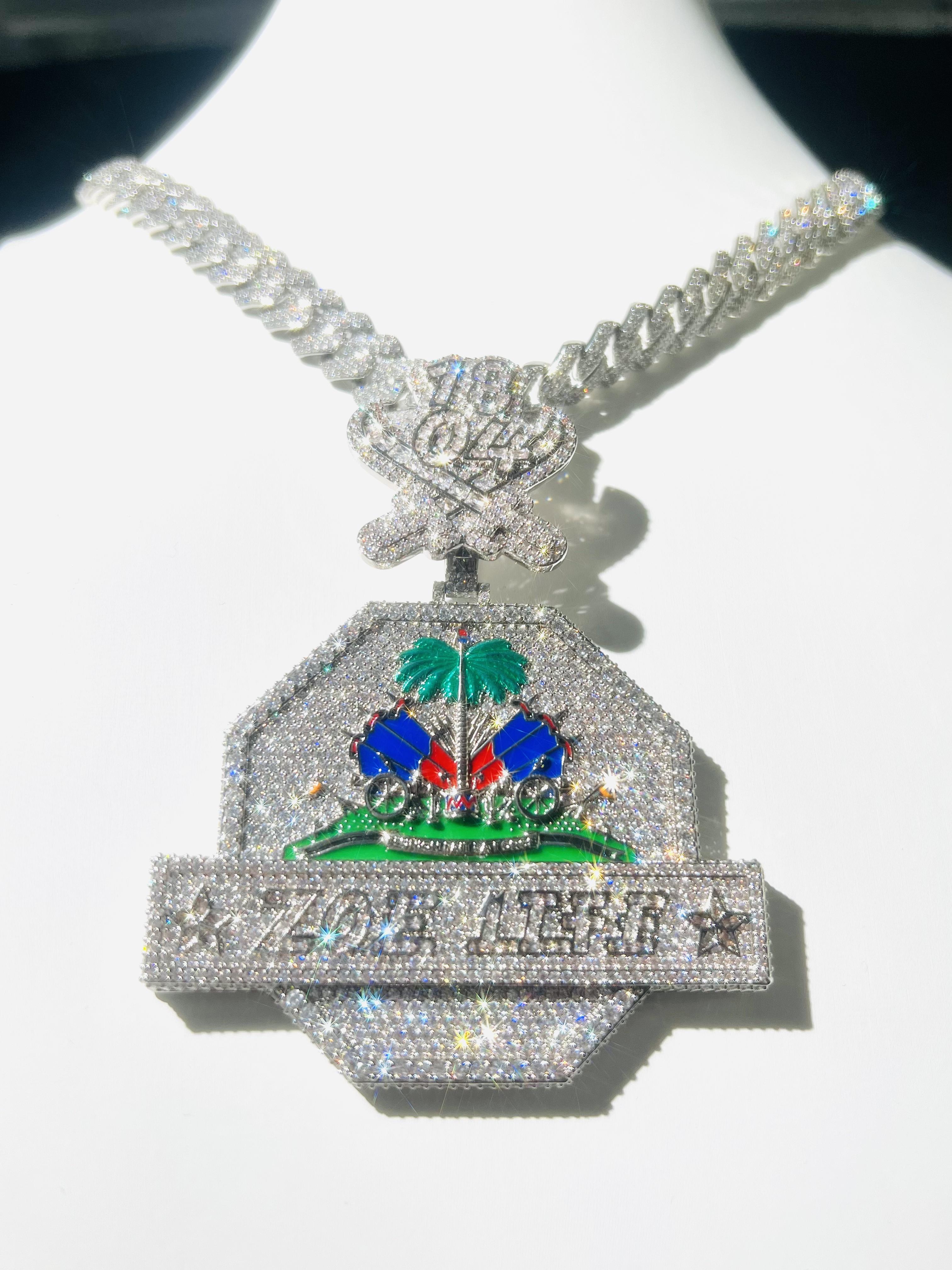 Custom jewelry coconut tree pendant, luxury high-end icy pendant, chilled cartoon medal, men's hip-hop real gold-plated VVS, fashionable trendy hip-hop style jewelry ...