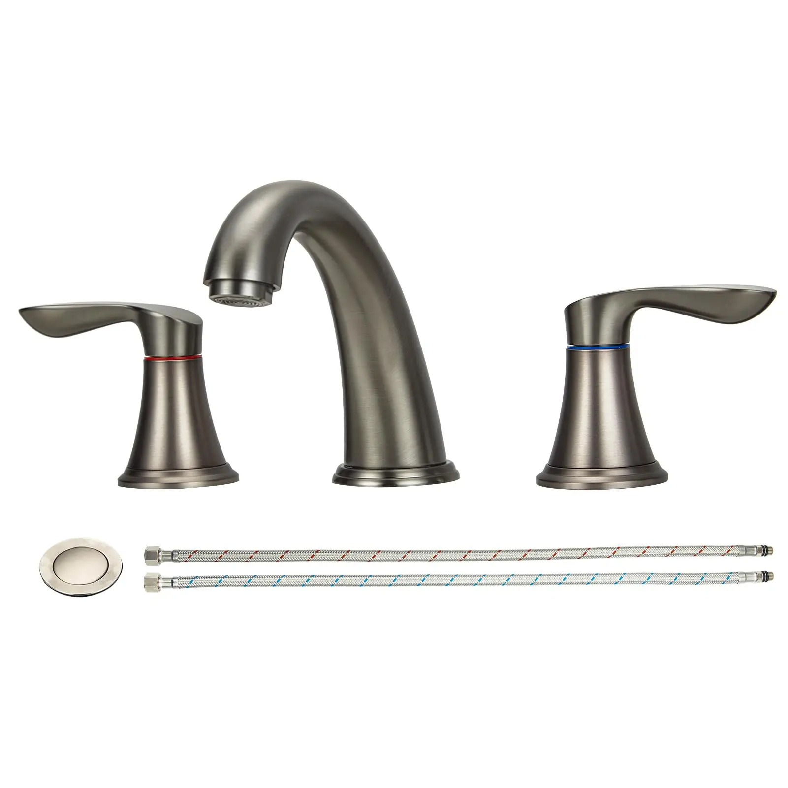 【GARVEE】Bathroom Sink Faucets Widespread 8 Inch 3 Hole Design with Pop-Up Drain and cUPC Lead-Free Hose Available in Brushed Nickel Matte Black Oil Rubbed Bronze Brushed Gold Chrome Multiple Pack Options