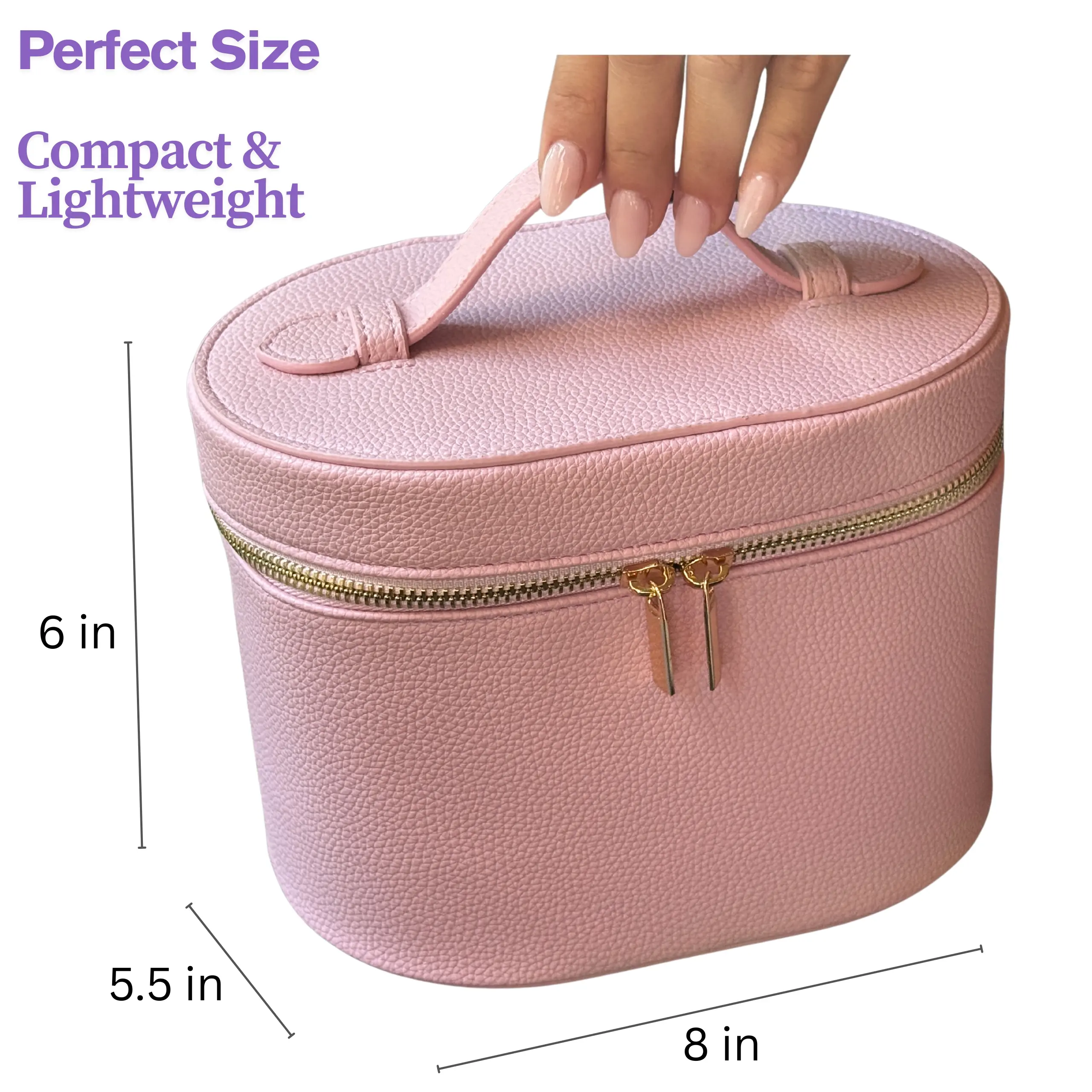 The Vanity Case - Chic Brown PU Leather Cosmetic Bag with Gold