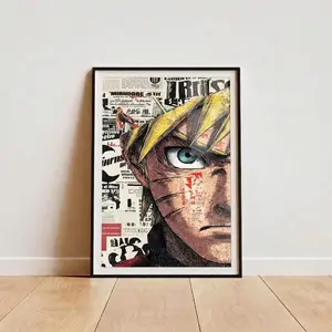 Naruto Uzumaki Naruto Anime Poster, Naruto Uzumaki Manga Wall Art Print, Japanese Ninja Anime Room Decor, Vintage Newspaper Style Artwork Poster (Poster Only, No Frame)