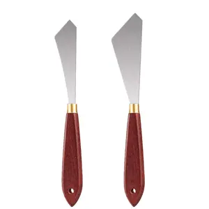 Palette Knife Set, Stainless Steel Painting Knife, Mixing Scraper, Oil Painting Accessories, Wood Handle, 2 Pieces, Art Supplies