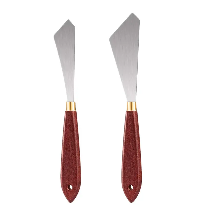 Palette Knife Set, Stainless Steel Painting Knife, Mixing Scraper, Oil Painting Accessories, Wood Handle, 2 Pieces, Art Supplies