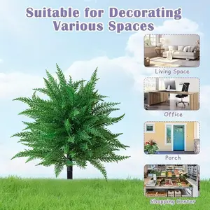 Two outdoor artificial tower grass inserts, realistic flower pine and cypress plants for garden, front door entrance, porch decoration small trees made of plastic pine and cypress, seasonal party green plants for outdoor realistic flower decoration