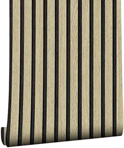 Extra-Long Faux Wood B Slat Peel & Stick Wallpaper, 17.3"x236" Large Roll PVC Vinyl - Waterproof, Seamless Fit Contact Paper for Wall Makeover