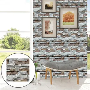 10 Sheets 3D Brick Pattern Wallpaper, Self-Adhesive Foam Wall Stickers, Waterproof & Moistureproof Decorative Film for Living Room Bedroom Kitchen