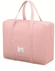 Lightweight Casual Travel Gym Bag Shoulder Tote Pink Multi-Purpose Cloth Storage, Weekend Bag Medium