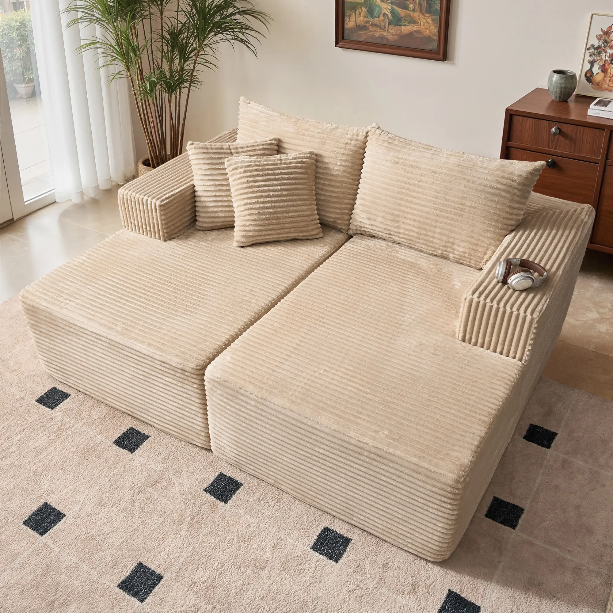 Beige | Double Chaise Lounge