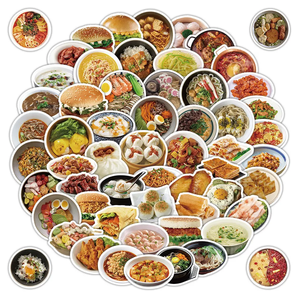 60 Pcs Trendy Delicious Realistic Snack Stickers - Yummy Food Themed Embellishments for DIY Crafts & Gift Wrapping