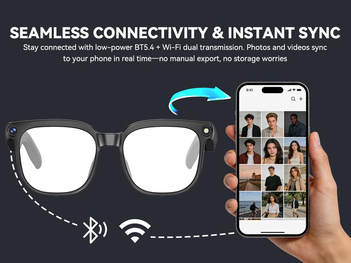 2026 New Smart AI Camera Glasses with8MP Camera Glasses,1080P Anti-Shake Video Recording,Button Touch Adjustment for Travel Outdoor Adventures Hands-Free Photography 139 Languages Real-Time Translation Bluetooth Wireless Wearable Video Recording