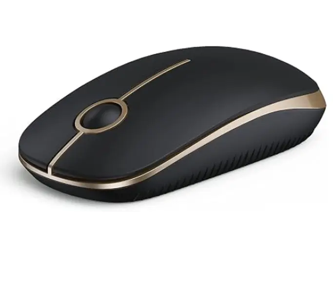 VssoPlor Wireless Mouse, 2.4G Slim Computer Laptop Mouse, Black and Gold