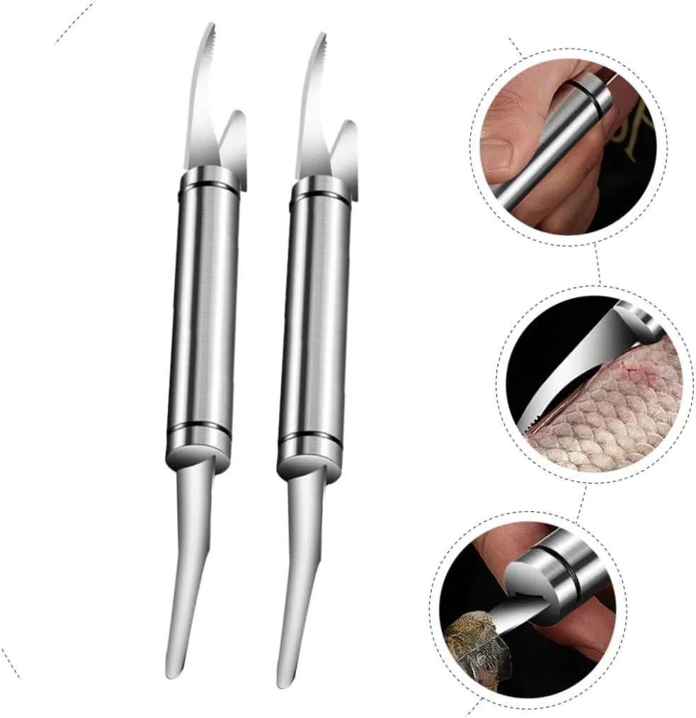 2Pcs 5-In-1 Multifunctional Shrimp Deveiner And Fish Fin Knife, Shrimp Deveining Knife And Gutting Tool, Fish Scaler, For Handling Seafood At Home, Portable And Quick, Practical Kitchen Tool.