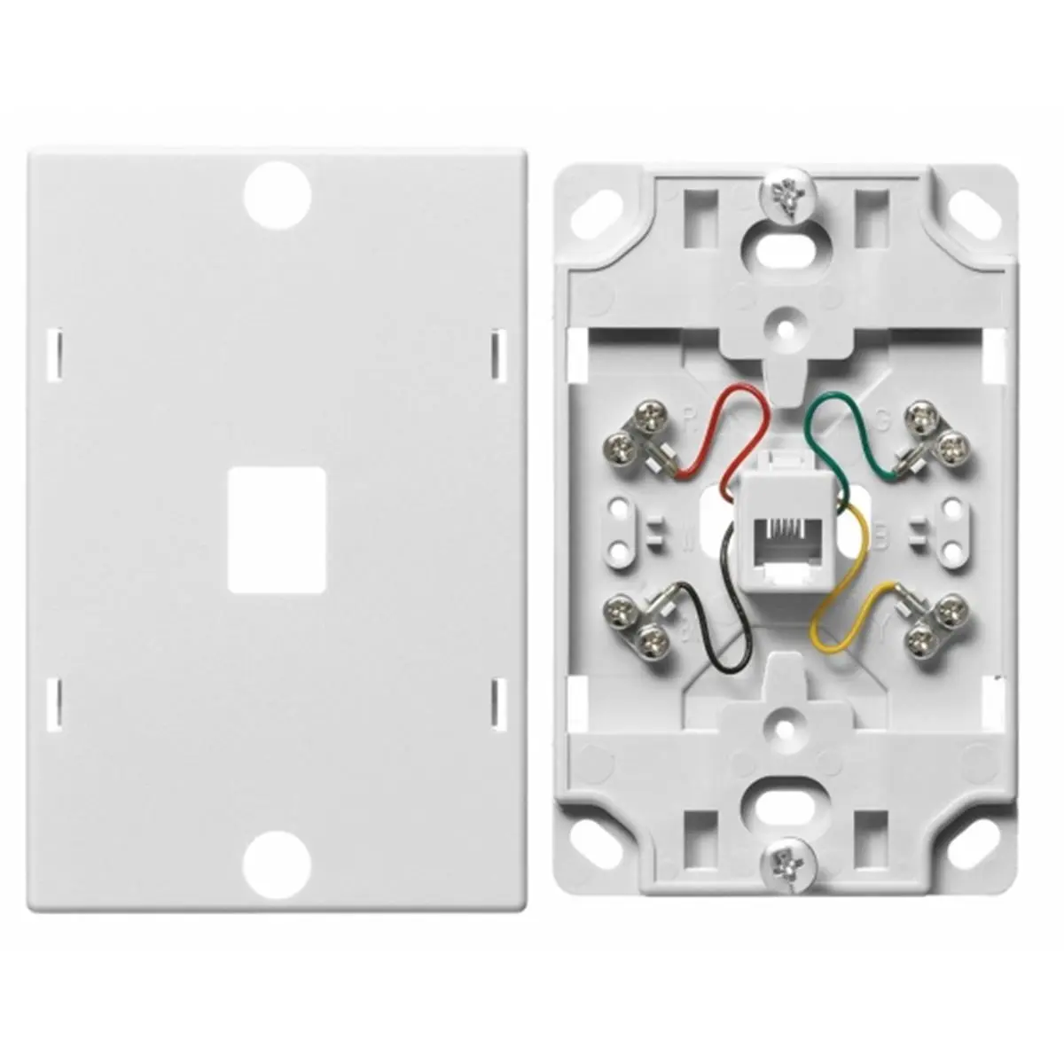 212 MAIN Wall Mount Telephone Wall Jack, 6-Position 4-Conductor, RJ-14 Type, Voice Line Compatible, White, FCC Compliant