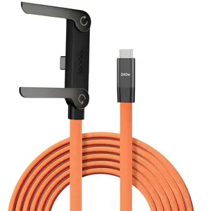 240w Phone Stand Charger Cable Set, PD to Type-C Braided Charging Stand, USB-C Data Line, 1/2pcs Dual Function Design