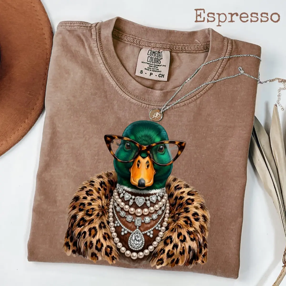 Comfort Colors Boujee Mallard Duck Shirt, Preppy Leopard Mallard Graphic Tee, Glam Duck Boutique T-Shirt