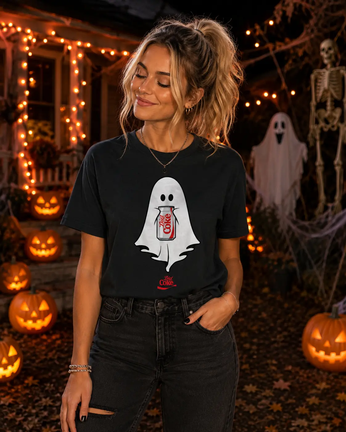 Coca-Cola Halloween Diet Coke Ghost Holding Can Of Diet Coke T-Shirt, Halloween Shirt, Spooky Season, Funny Costume, Scream Dare