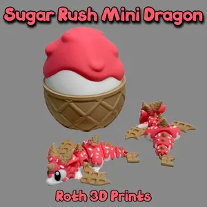 Sugar Rush Mini Dragon - 3D Printed Decorative Articulated Dragon Figurine