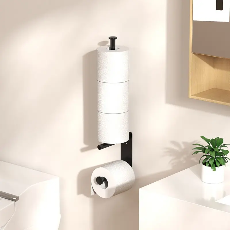 Wall-Mounted Toilet Paper Holder, No-Drill Standing Design, Bathroom Storage Rack, Bathroom Organization, Roll Dispenser, Hygienic & Convenient, Bathroom Accessories, Bathroom Supplies