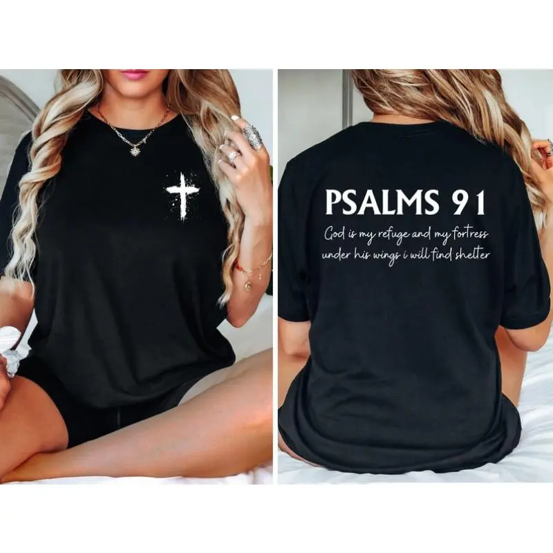 Psalm 91 T Shirt, Bible Verse T-Shirt, Christian Shirt, Women's Religious Shirt, Faith Based Shirt, Daily versatile outfit
