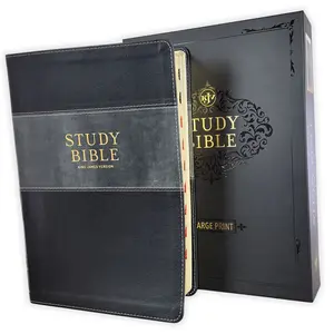 KJV Study Bible with Large Print and Thumb Index, Two-tone black and gray faux leather