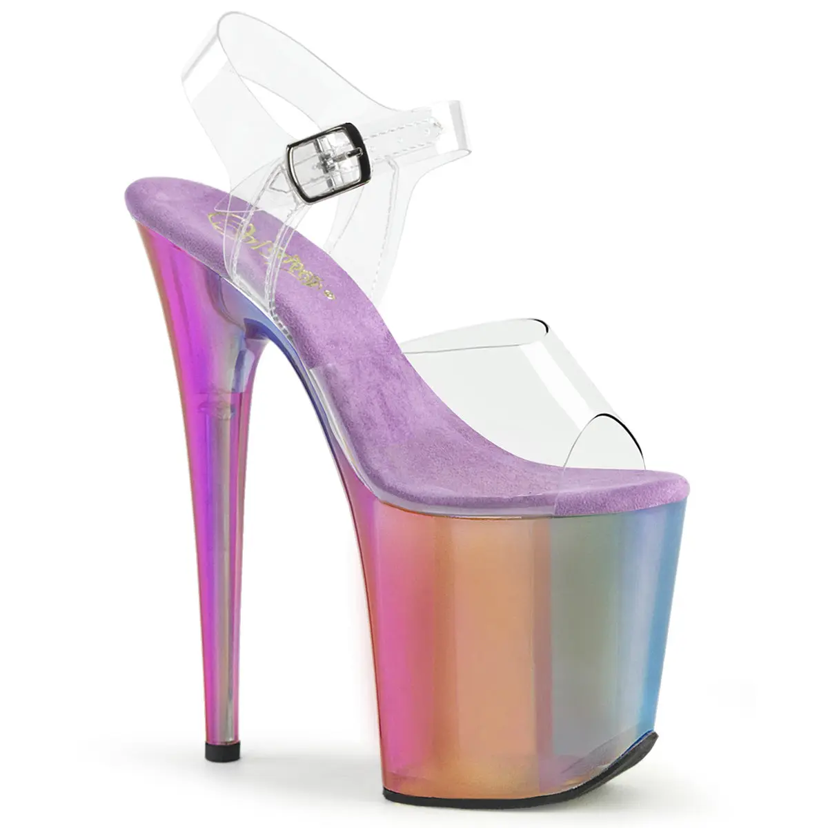 8 Inch Heel FLAMINGO-808RMT Clear Rainbow High Heels Platform