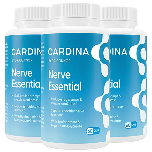 Cardina Magnesium Glycinate Supplements with Benfotiamine, Vitamin B6, B12, D3-60 Capsules - Non-GMO Nerve Support for Women & Men - Vegan, Gluten Free Dietary Supplement - Pack of 3