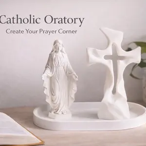 Personalized Catholic Gift, Virgin Mary Statue with Cross, Religious Home Decor, Christian Gift, Faith Decor, Baptism Gift, Prayer Corner. Personalized Virgin Mary Statue with Cross, Catholic Gift,, Baptism Gift, Praye Catholic Oratory”  Prayer Corner