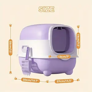 Large Hooded Cat Litter Box | Enclosed Design, Anti-Splash, Easy Clean, Scoop Included